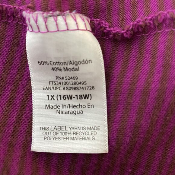 Terra & Sky Purple Burgundy Long Sleeve Stretch Soft Size 1X semi fitted - Picture 4 of 8